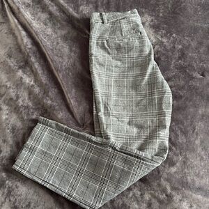 LOFT Sutton Skinny black plaid crop ankle pants